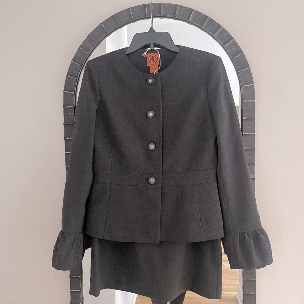 Tory Burch Black Peplum Blazer with Matching Skirt